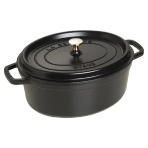 STAUB Öntöttvas főzőedény, zománcozott, 29 cm/4,25 liter, Cocotte Ovale fekete matt