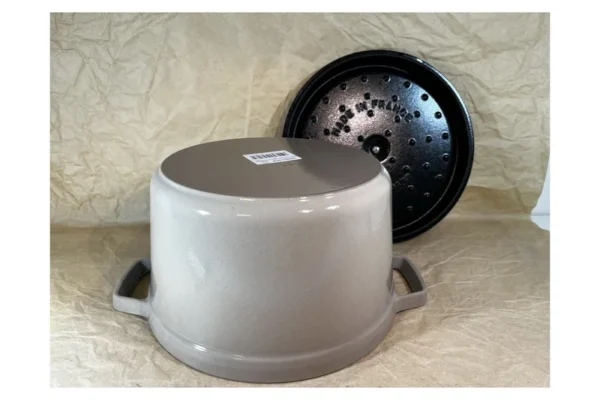 STAUB Öntöttvas főzőedény, zománcozott, 24 cm/4,7 liter, Cocotte Ronde kerek, bézs (sesame)