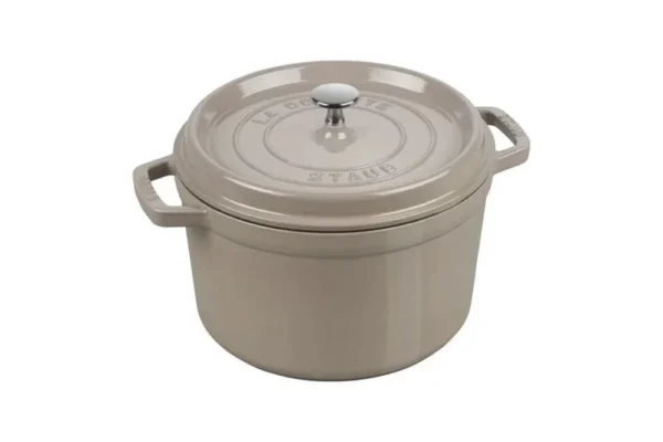 STAUB Öntöttvas főzőedény, zománcozott, 24 cm/4,7 liter, Cocotte Ronde kerek, bézs (sesame)
