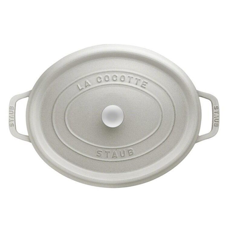 STAUB Öntöttvas főzőedény, zománcozott, 27 cm/3,2 liter, Cocotte Ovale tört fehér