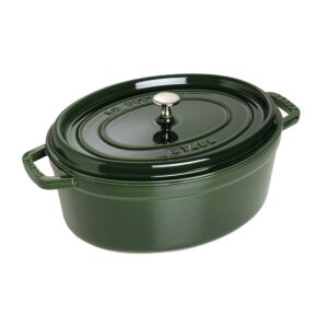 STAUB Öntöttvas főzőedény, zománcozott, 31 cm/5,4 liter, Cocotte Ovale zöld (basil)