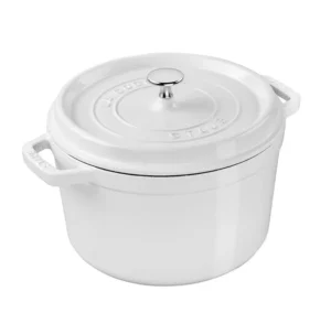 STAUB Öntöttvas főzőedény, zománcozott, 24 cm/4,7 liter, Cocotte Ronde kerek, fehér szarvasgomba színű