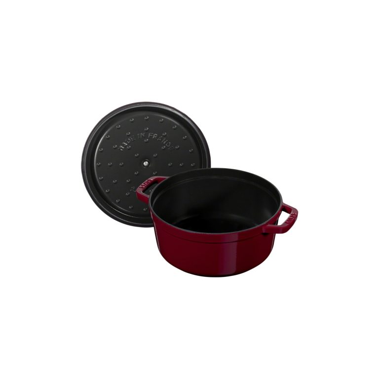 STAUB Öntöttvas főzőedény, zománcozott, 24 cm/4,7 liter, Cocotte Ronde kerek, Bordeaux(bordó vörös)