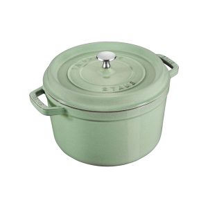 STAUB Öntöttvas főzőedény, zománcozott, 24 cm/4,7 liter, Cocotte Ronde kerek, Zsályaszínű