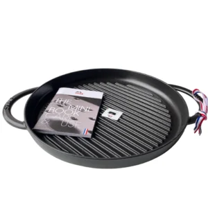 STAUB öntöttvas grillserpenyő két füllel, kerek – 24 cm – noir- fekete (24)