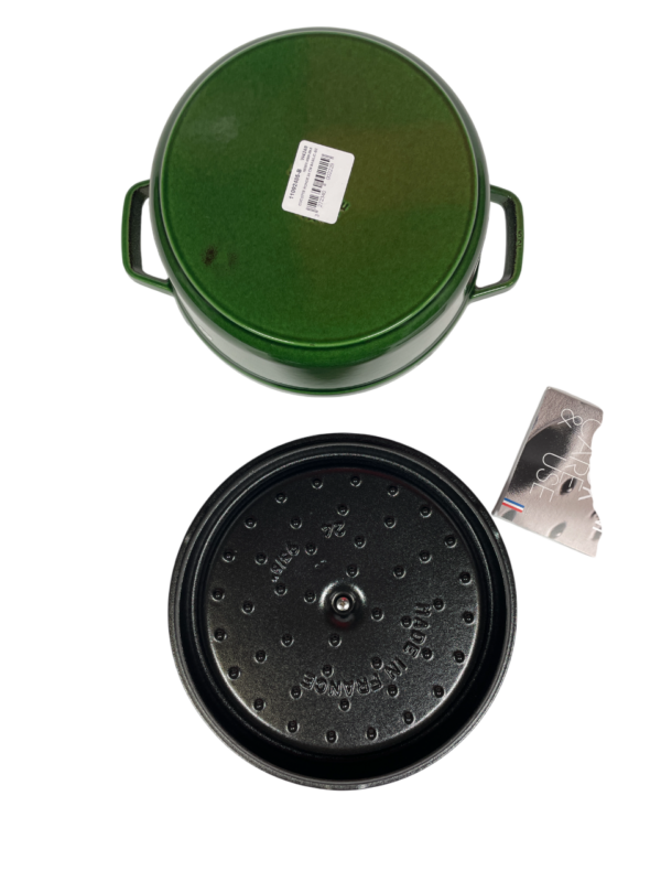 STAUB Öntöttvas főzőedény, zománcozott, 24 cm/3,7 liter, Cocotte Ronde kerek, Bazsalikom zöld (32)