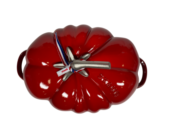 STAUB Öntöttvas főzőedény, zománcozott, 25 cm/2,9 liter, Egyedi paradicsom formájú Cocotte Tomate cseresznye piros színű (48)