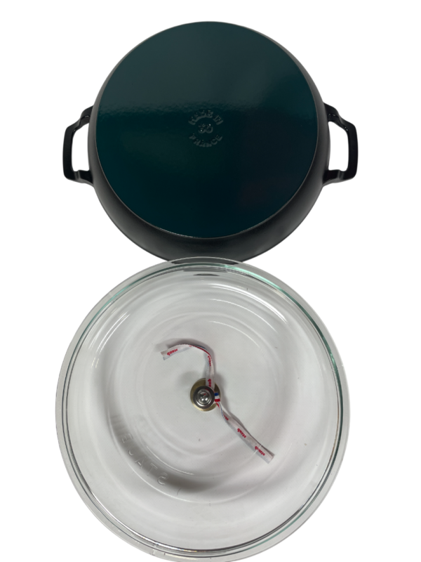 STAUB Öntöttvas serpenyő, zománcozott, sütő, pároló edény, üveg fedővel, 30 cm/3,6 liter, Egyedi kialakítású matt fekete színű (44)