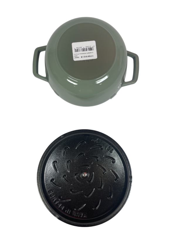 STAUB Öntöttvas főzőedény, zománcozott, 18 cm/1,66 liter, La Marmite kerek ,Eukaliptusz zöld (46)