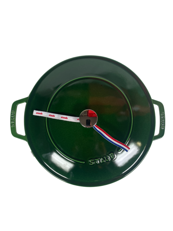 STAUB Öntöttvas, zománcozott, Chistera serpenyő, lábas, fedővel, 28 cm/3,7 liter, bazsalikom zöld színű (55)