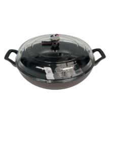 Staub öntöttvas serpenyő 30 cm-es öntöttvas saute serpenyő fedővel – cseresznye virág színű