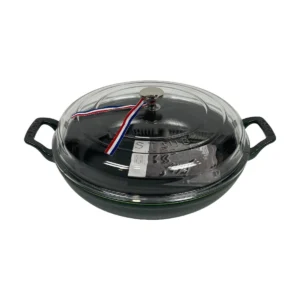 STAUB kerek öntöttvas edény üvegfedővel – 30 cm-5,2L – Basilic-bazsalikom zöld (63)