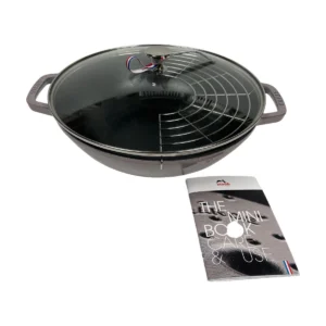 STAUB Wok Perfect Pan öntöttvas wok üvegfedővel – 30 cm – Cherry Blossom-cseresznyevirág (66)