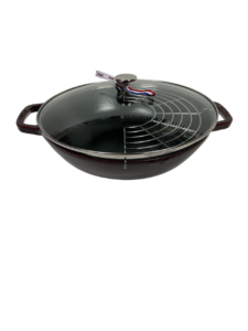 Staub Öntöttvas Wok, Perfect Pan 30 cm – Gránát Vörös, Hóálló üvegfedővel, 4,4 L (67)