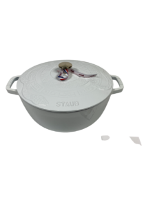 STAUB Öntöttvas főzőedény, zománcozott, 26 cm/4,9 liter, Cocotte Ronde kerek, Fényes fehér (Blanc) színben(78)