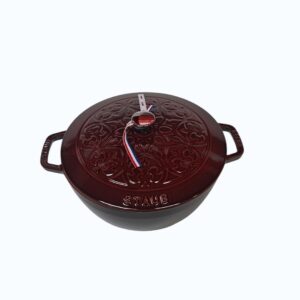 STAUB Cocotte Öntöttvas főzőedény, zománcozott, 26 cm/4,9 liter, Cocotte Ronde kerek, Fényes gránátvörös(Grenadine) (103)
