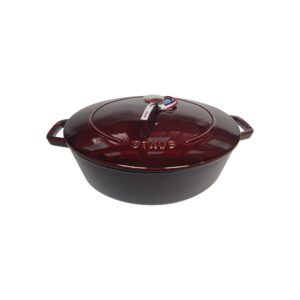 STAUB Öntöttvas főzőedény, zománcozott, 31 cm/5,59 liter, Cocotte La Marmite Ovale ovális, gránátvörös (108)
