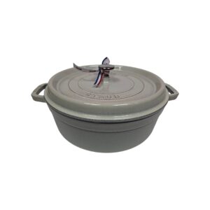 STAUB Öntöttvas főzőedény, zománcozott, 26 cm/4 liter, Cocotte Ronde kerek, fehér szarvasgomba (115)